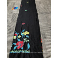 Formal Black 100 Polyester Wool Peach Embroidery Fabric